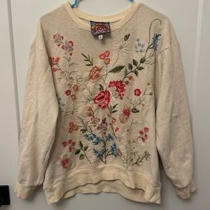Johnny Was Embroidered Pullover Sweatshirt! Like new!